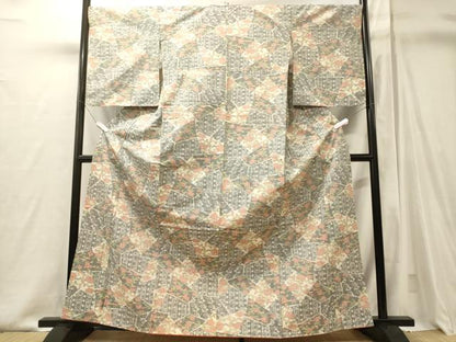 平和屋着物■上質な紬　切嵌花唐草文　正絹　逸品　CABJ6819oy
