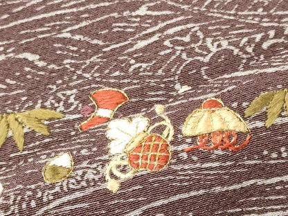 平和屋着物■訪問着　刺繍　立波草花文　金糸　正絹　逸品　未使用　CABJ6830oy