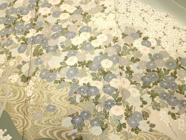平和屋着物■豪華色留袖　流水花文　暈し染め　金彩　正絹　逸品　CABJ6851oy