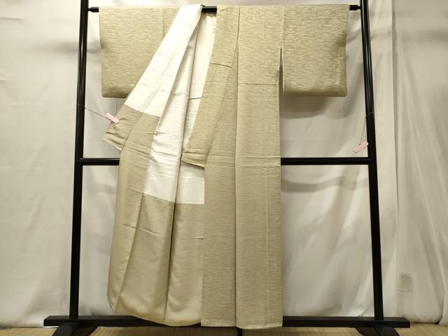 平和屋着物■上質な色無地　草葉地紋　砂色　正絹　逸品　CABJ6844oy