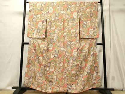 平和屋着物■上質な小紋　立波御所車文　正絹　逸品　CABJ6845oy