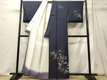 平和屋着物■訪問着　人物松葉花文　暈し染め　金銀彩　正絹　逸品　未使用　CABJ6859oy