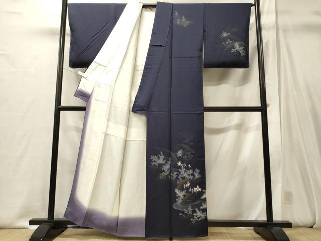 平和屋着物■訪問着　人物松葉花文　暈し染め　金銀彩　正絹　逸品　未使用　CABJ6859oy