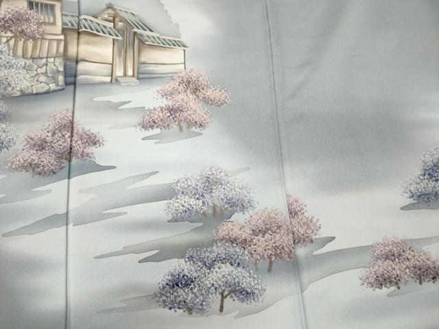 平和屋着物■訪問着　手描き　風景草木文　暈し染め　正絹　逸品　CABJ6849oy