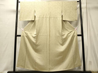 平和屋着物■上質な色無地　草葉地紋　砂色　正絹　逸品　CABJ6844oy
