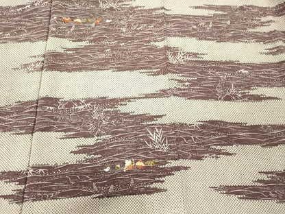 平和屋着物■訪問着　刺繍　立波草花文　金糸　正絹　逸品　未使用　CABJ6830oy