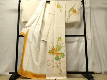 平和屋着物■訪問着　草花文　暈し染め　金彩　正絹　逸品　CABJ6841oy