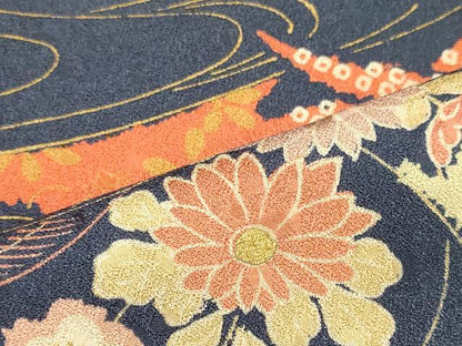 平和屋着物■上質な小紋　エ霞花文　金彩　正絹　逸品　CABJ6846oy