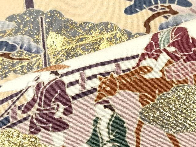 平和屋着物■豪華黒留袖　作家物　駒刺繍　人物風景松文　金彩　正絹　逸品　CABJ6853oy