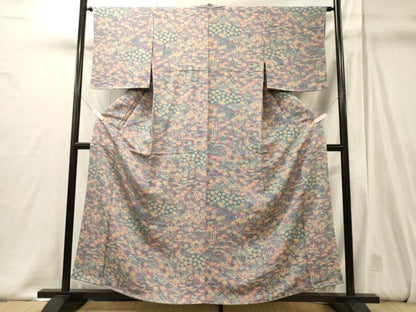 平和屋着物■上質な小紋　流水花松文　正絹　逸品　未使用　CABJ6838oy