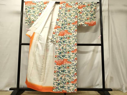 平和屋着物■上質な小紋　型染め　草花文　正絹　逸品　未使用　CABJ6826oy