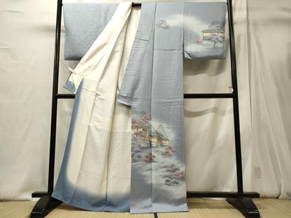 平和屋着物■訪問着　手描き　風景草木文　暈し染め　正絹　逸品　CABJ6849oy