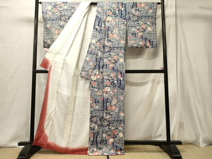 平和屋着物■上質な小紋　吉祥花蝶文　金銀彩　正絹　逸品　CABJ6828oy