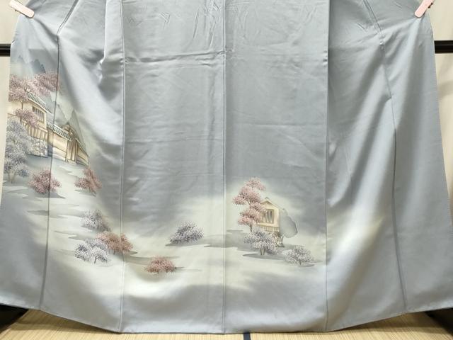 平和屋着物■訪問着　手描き　風景草木文　暈し染め　正絹　逸品　CABJ6849oy