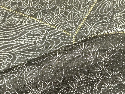 平和屋着物■上質な小紋　流水舞蝶花文　黒地　金彩　正絹　逸品　CABJ6833oy