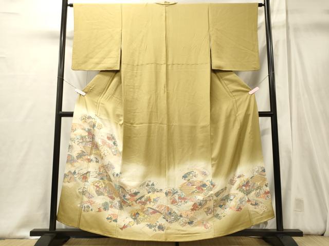 平和屋着物■豪華色留袖　源氏物語図　暈し染め　金銀糸　正絹　逸品　CABJ6837oy