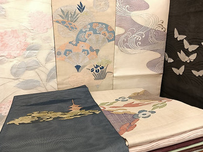 平和屋着物■夏物 名古屋帯 絽 紗 まとめて 50点 鳥 蝶 風景 紫陽花 立波 アンティーク 羅 絽綴れ 波筬織 未使用品あり 全て正絹 mmm1264