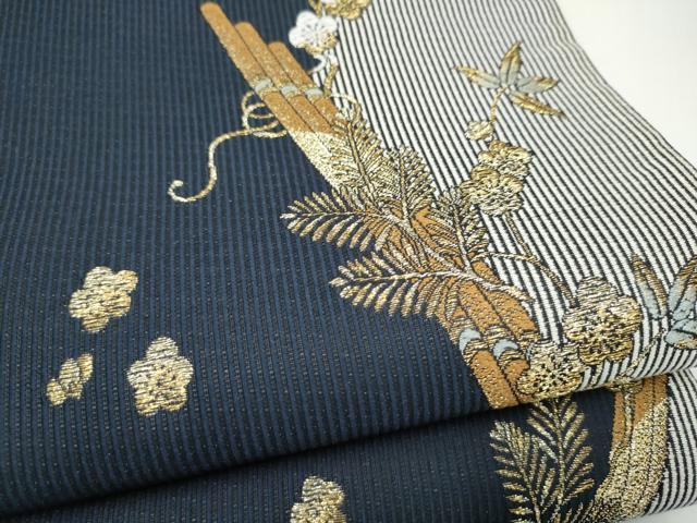 平和屋着物●六通柄袋帯　松竹梅　金糸　正絹　逸品　CABJ8440hy