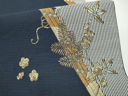 平和屋着物●六通柄袋帯　松竹梅　金糸　正絹　逸品　CABJ8440hy