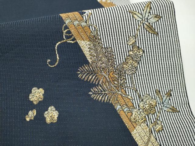 平和屋着物●六通柄袋帯　松竹梅　金糸　正絹　逸品　CABJ8440hy