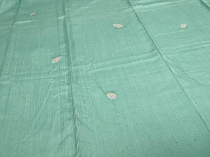 平和屋着物▽上質な紬　単衣　絞り　舞葉文　正絹　逸品　DABI1148sf
