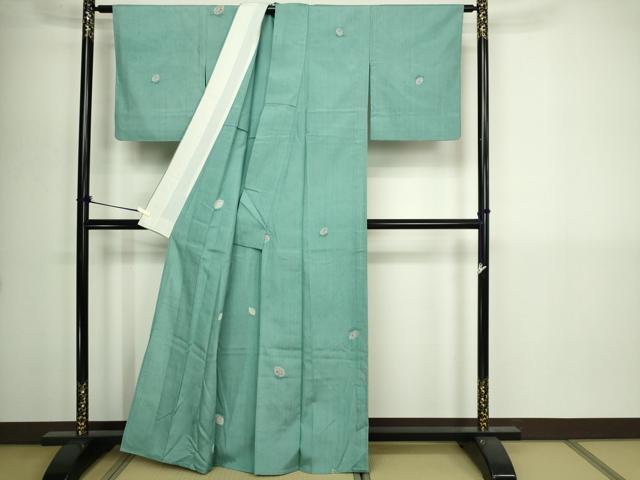 平和屋着物▽上質な紬　単衣　絞り　舞葉文　正絹　逸品　DABI1148sf