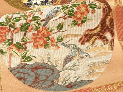 平和屋本店▼六通柄袋帯　唐織　絢爛天井絵図　純金箔　正絹　逸品　DABI1253sf