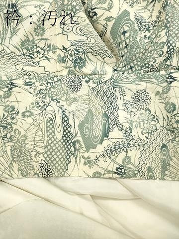 平和屋着物■訪問着　型染め　扇面草花文　鬼しぼ縮緬　正絹　逸品　DABH8263zy