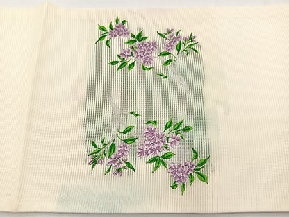 平和屋着物＊夏物　九寸開き名古屋帯　唐織　枝花文　銀糸　正絹　逸品　未使用　BAAX7552hv