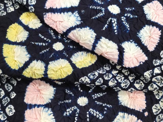 平和屋着物＊夏物　有松鳴海絞り　浴衣　反物　着尺　湯のし前　舞花文　綿　逸品　未使用　DABG9316we