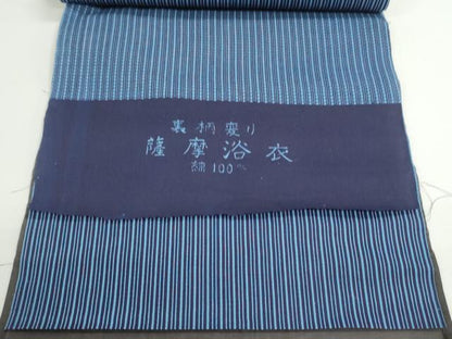 平和屋着物＊夏物　薩摩浴衣　反物　着尺　裏柄変り　幾何学文様　綿　未使用　DABG9343we