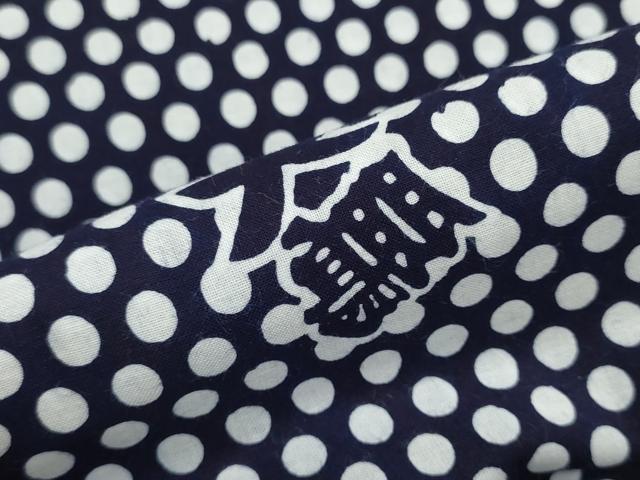 平和屋着物＊夏物　浴衣　反物　着尺　東京本染　四股名　相撲　力士　大鵬　水玉　綿　未使用　DABG9337we
