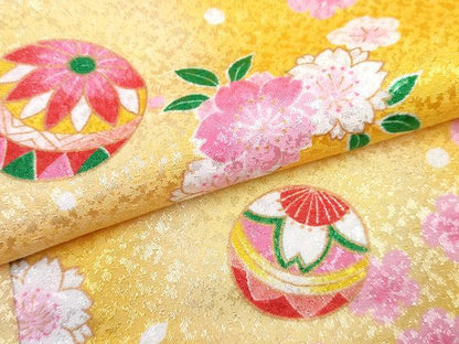 平和屋着物[]七五三　女の子　３歳　祝着　三つ身　長襦袢(単衣)・被布・草履・小物セット　鞠花文　暈し染め　金彩　箱付き　DABG3152ma