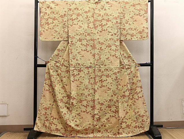 平和屋着物■上質な紬　楓文　正絹　逸品　BAAX8613mz