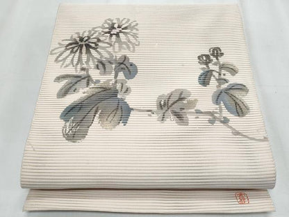 平和屋着物＊夏物　八寸名古屋帯　絽綴れ　作家物　手描き　枝花文　金彩　正絹　逸品　CABJ4690fb