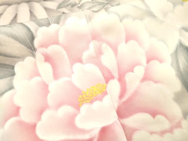 平和屋着物▼豪華振袖　手描き　笹竹牡丹文　正絹　逸品　DABH7404fe