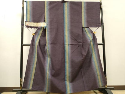平和屋着物▽西陣　はるか紬　単衣　伝統ぼかし工芸織　間道　証紙付き　正絹　逸品　未使用　DABH7463fe
