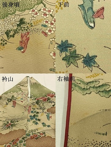 平和屋着物●上質な小紋　手描き　雲取り人物花文　正絹　逸品　AABK1520fy
