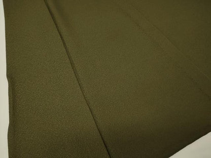 平和屋着物▽上質な色無地　単衣　霞地紋　藍海松茶色　正絹　逸品　DABH6408az
