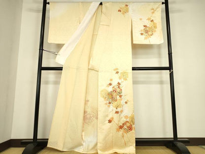 平和屋着物▽訪問着　単衣　駒刺繍　亀甲花文　暈し染め　金彩　正絹　逸品　DABH6407az