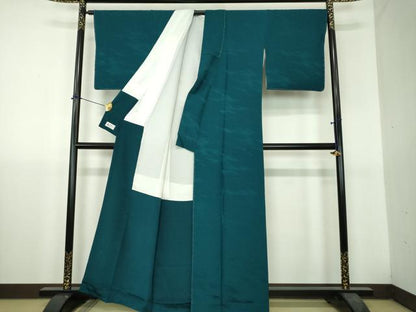 平和屋着物●上質な色無地　霞地紋　高麗納戸色　やまと誂製　正絹　逸品　未使用　DABH9741ps