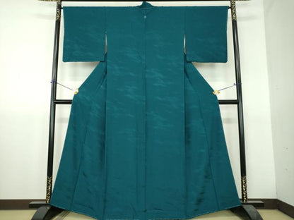 平和屋着物●上質な色無地　霞地紋　高麗納戸色　やまと誂製　正絹　逸品　未使用　DABH9741ps