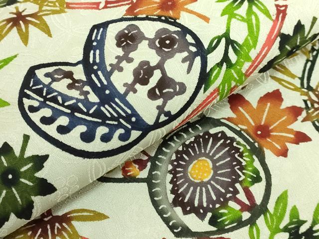 平和屋本店●極上　本場琉球紅型　九寸開き名古屋帯　染さくはら　佐久原俊子　貝合せ　逸品　DZAB8623kh6