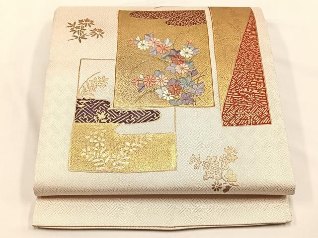 平和屋着物◎西陣　太鼓柄袋帯　総刺繍　綴れ　歌舞伎　証紙付き　正絹　逸品　CABJ6155yk