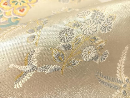 平和屋着物●六通柄袋帯　唐織　道長七宝花鳥文　金銀糸　正絹　逸品　CABJ7407vp