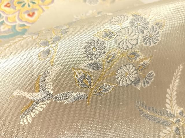 平和屋着物●六通柄袋帯　唐織　道長七宝花鳥文　金銀糸　正絹　逸品　CABJ7407vp