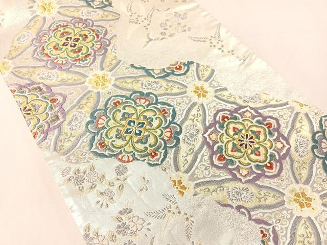 平和屋着物●六通柄袋帯　唐織　道長七宝花鳥文　金銀糸　正絹　逸品　CABJ7407vp