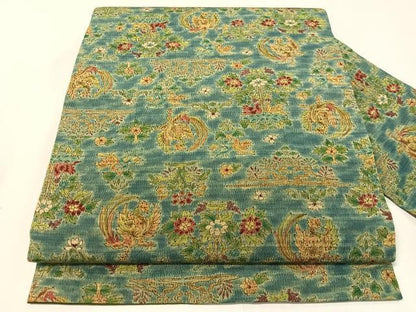 平和屋着物●全通柄　九寸名古屋帯　鳳凰花文　鬼しぼ縮緬　三越扱い　正絹　逸品　CABJ7406vp