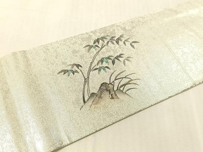 平和屋着物●九寸名古屋帯　螺鈿箔　トラ　金銀彩　正絹　逸品　CABJ7408vp