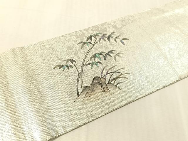平和屋着物●九寸名古屋帯　螺鈿箔　トラ　金銀彩　正絹　逸品　CABJ7408vp